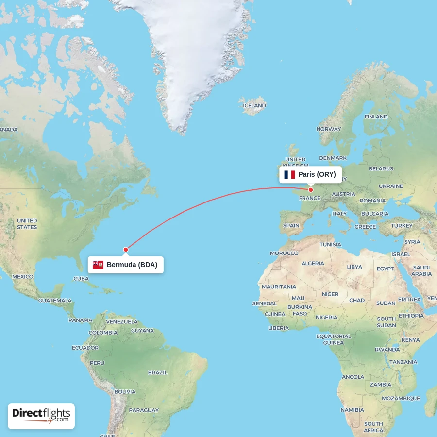 ORY - BDA route map