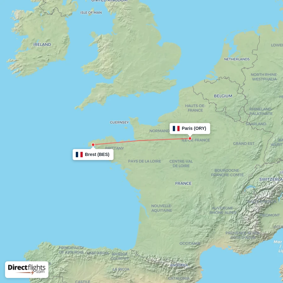ORY - BES route map
