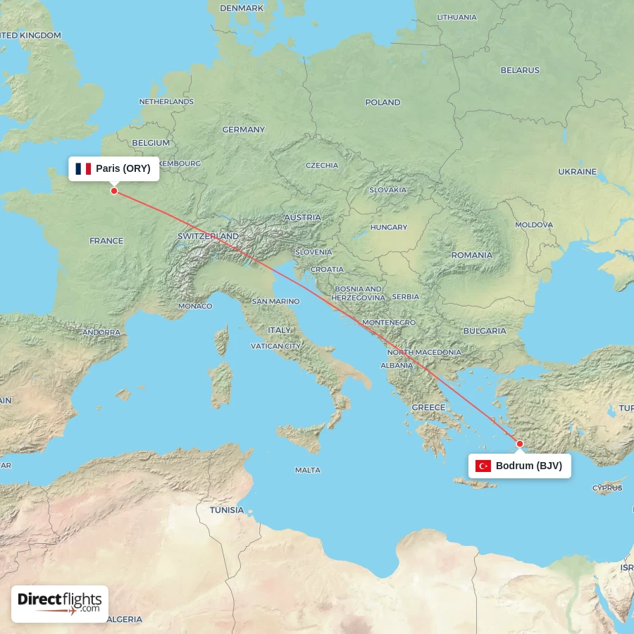 ORY - BJV route map