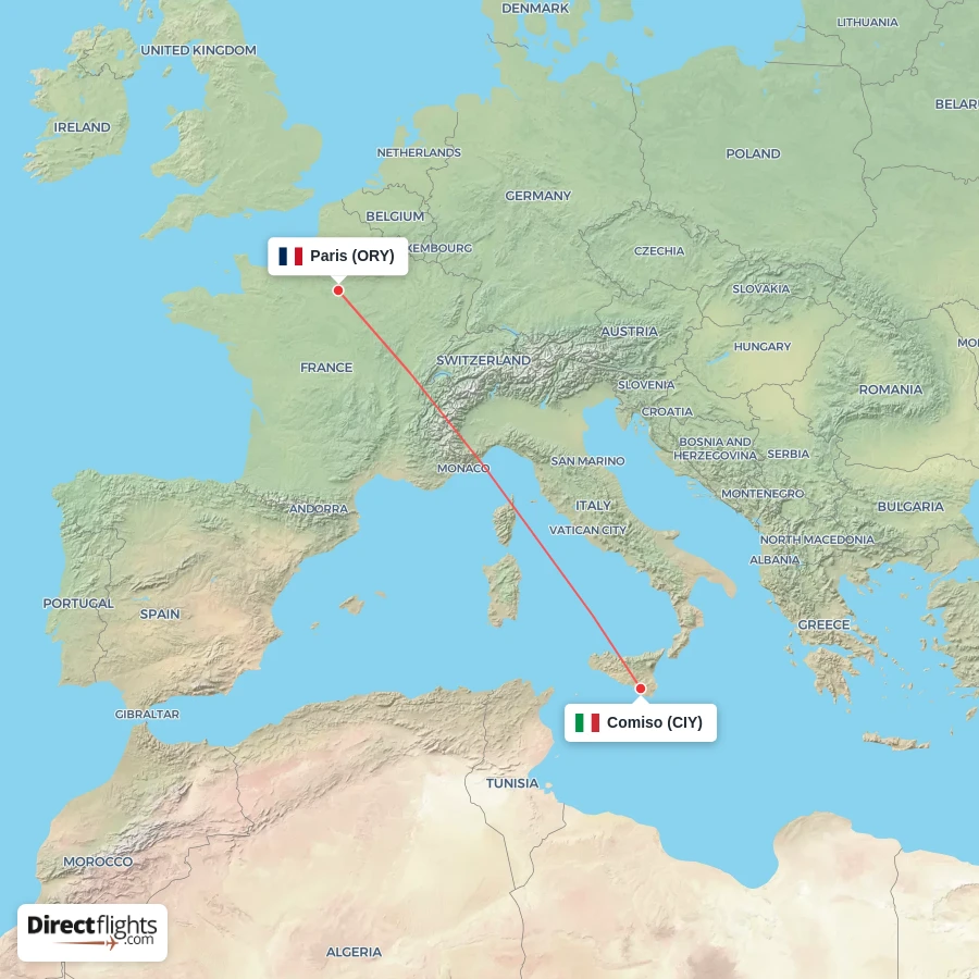 ORY - CIY route map