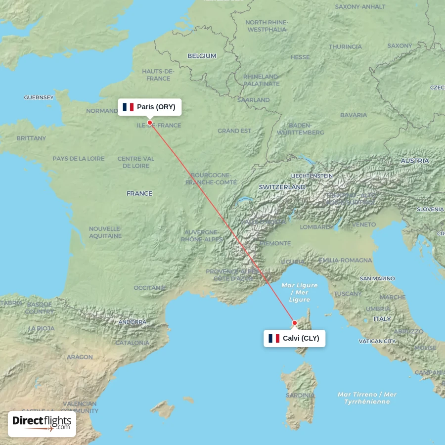 ORY - CLY route map