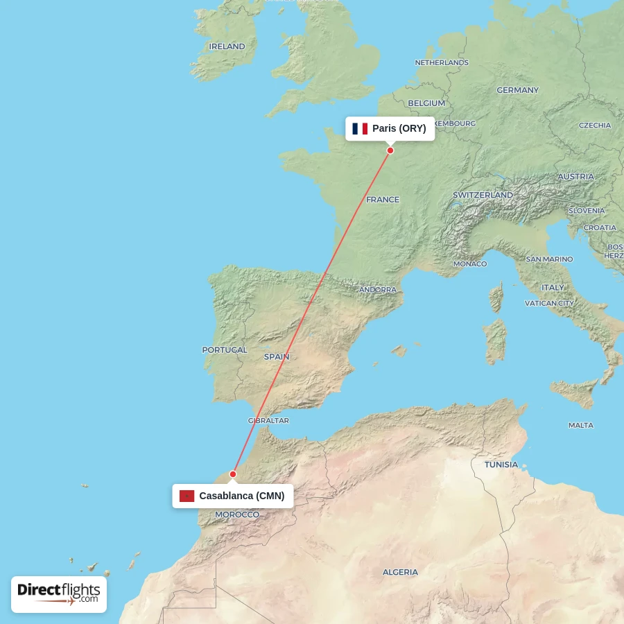 ORY - CMN route map