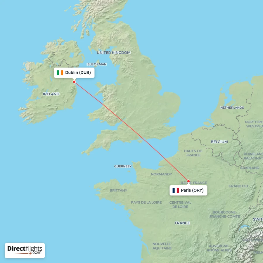 ORY - DUB route map