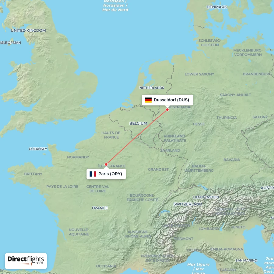 ORY - DUS route map