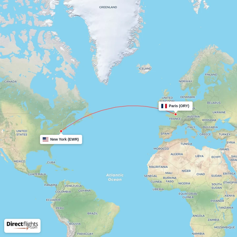 ORY - EWR route map