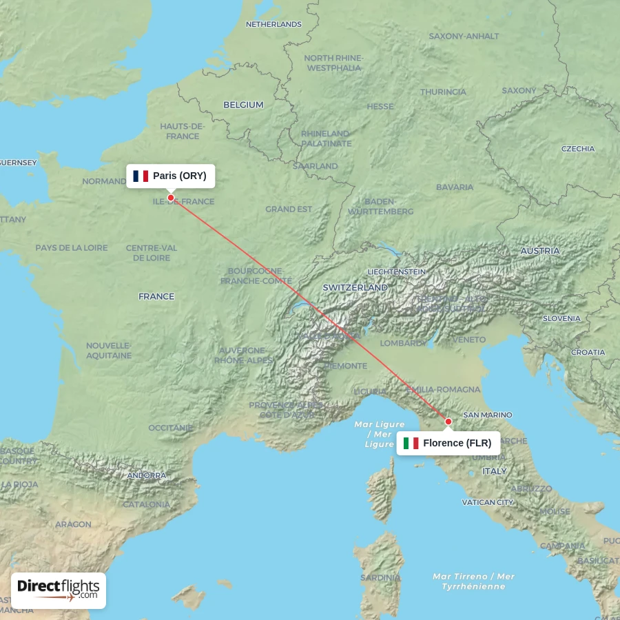 ORY - FLR route map