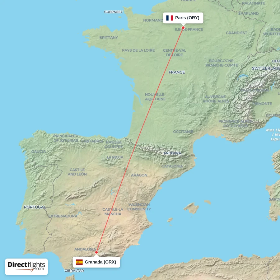 ORY - GRX route map