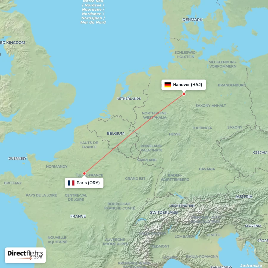 ORY - HAJ route map
