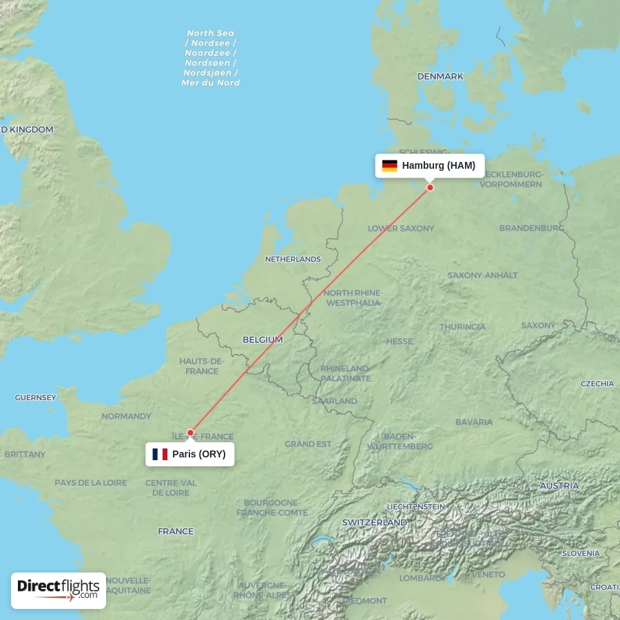 ORY - HAM route map