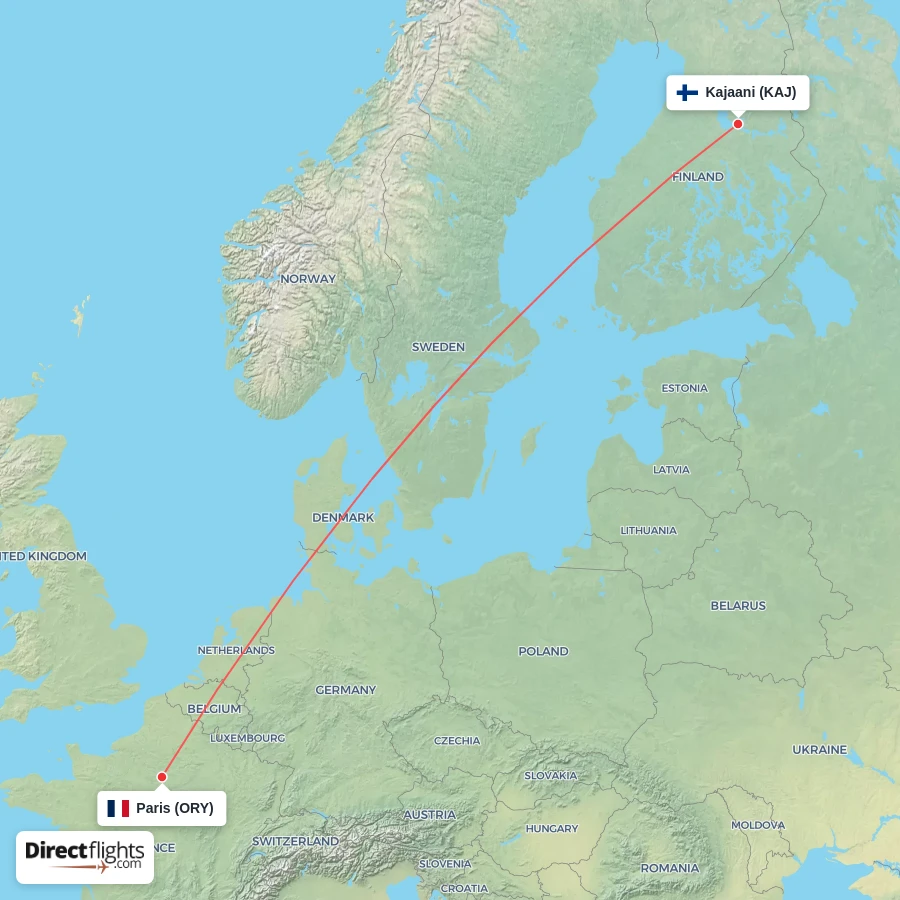 ORY - KAJ route map