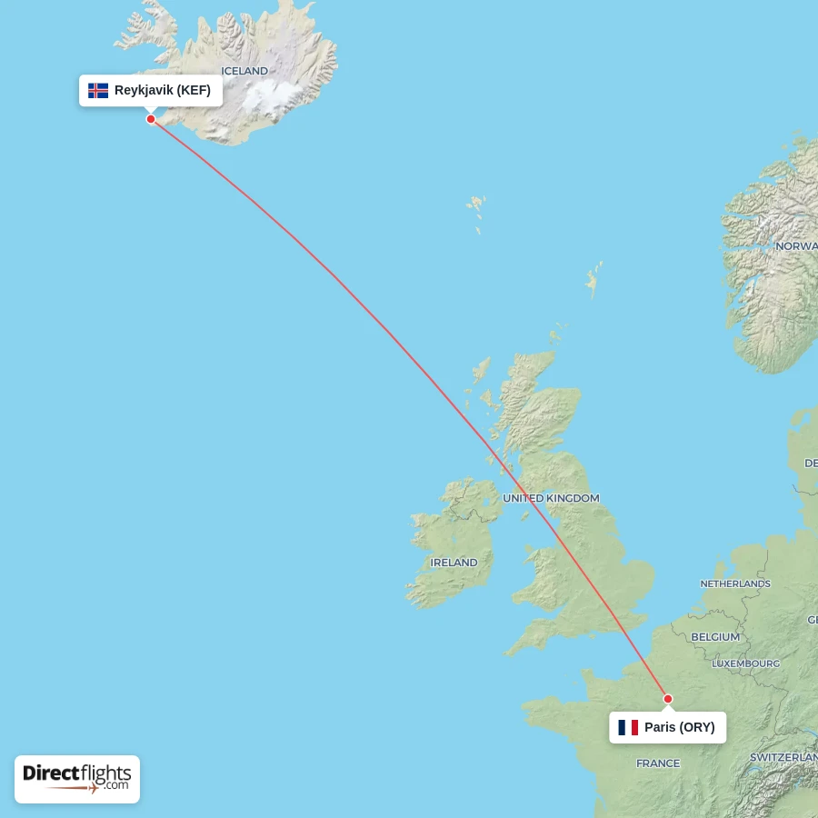 ORY - KEF route map