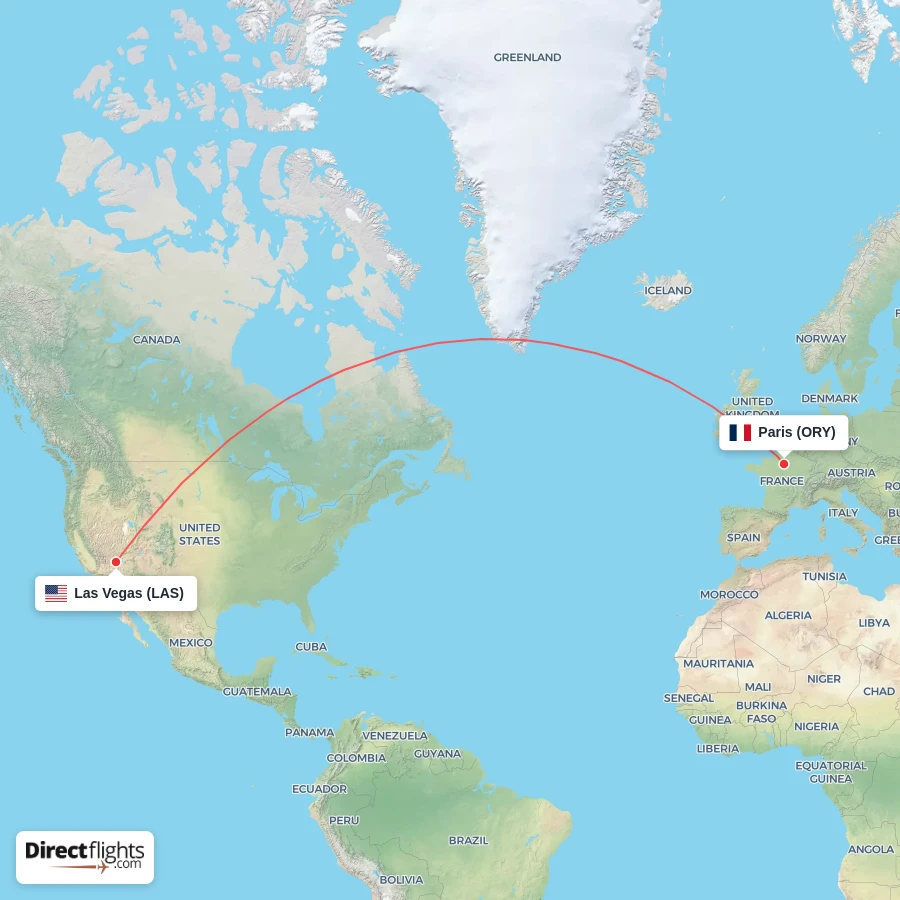ORY - LAS route map