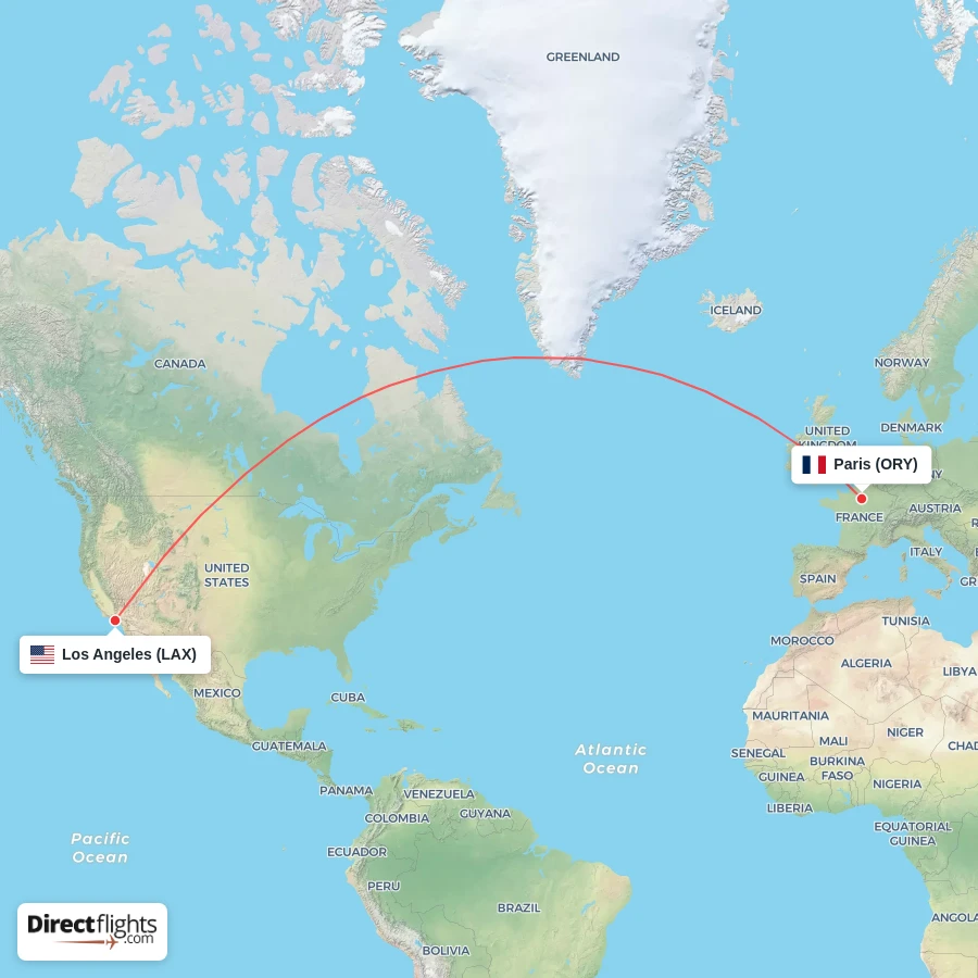 ORY - LAX route map