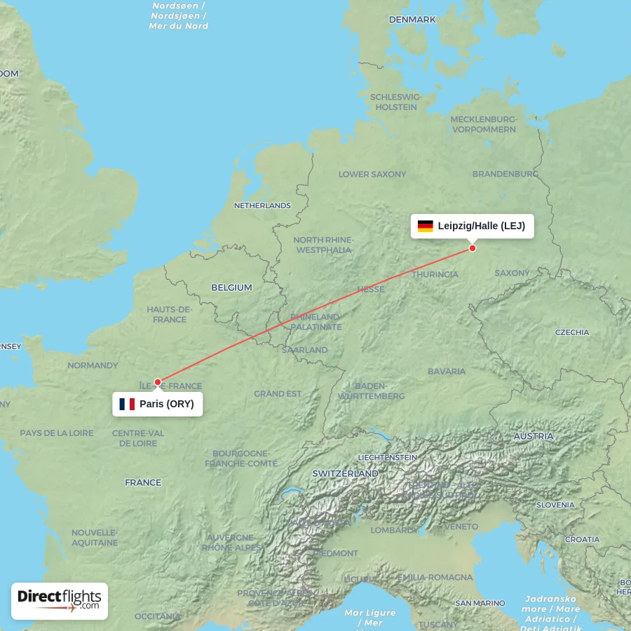 ORY - LEJ route map