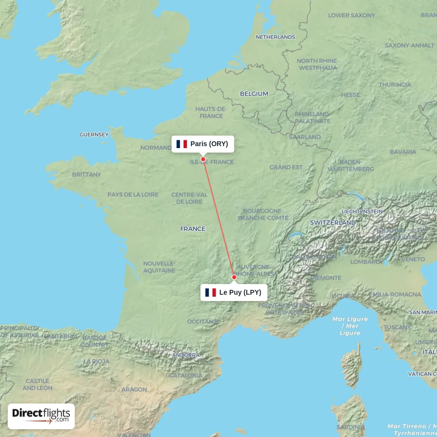 ORY - LPY route map