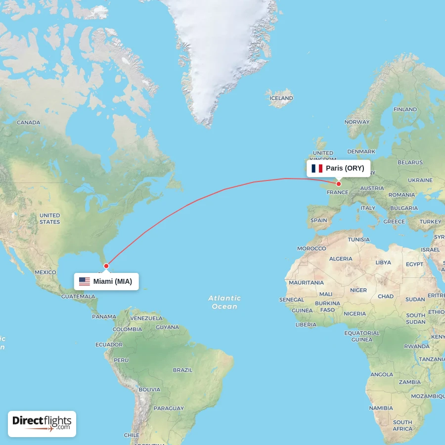 ORY - MIA route map
