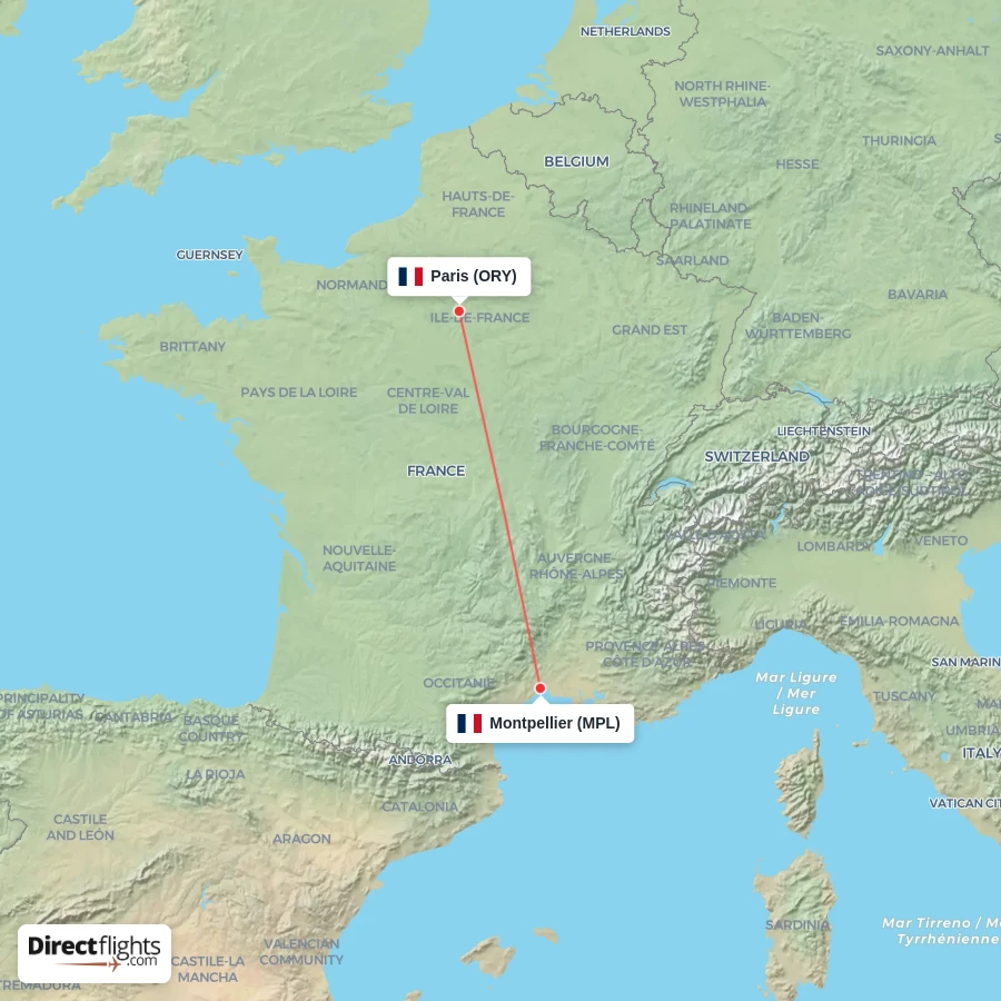 ORY - MPL route map