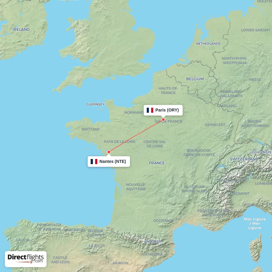 ORY - NTE route map