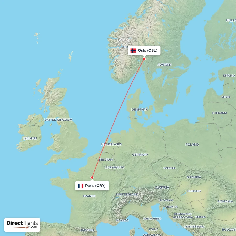 ORY - OSL route map