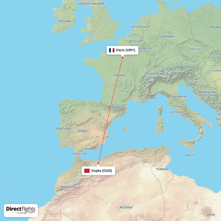 ORY - OUD route map