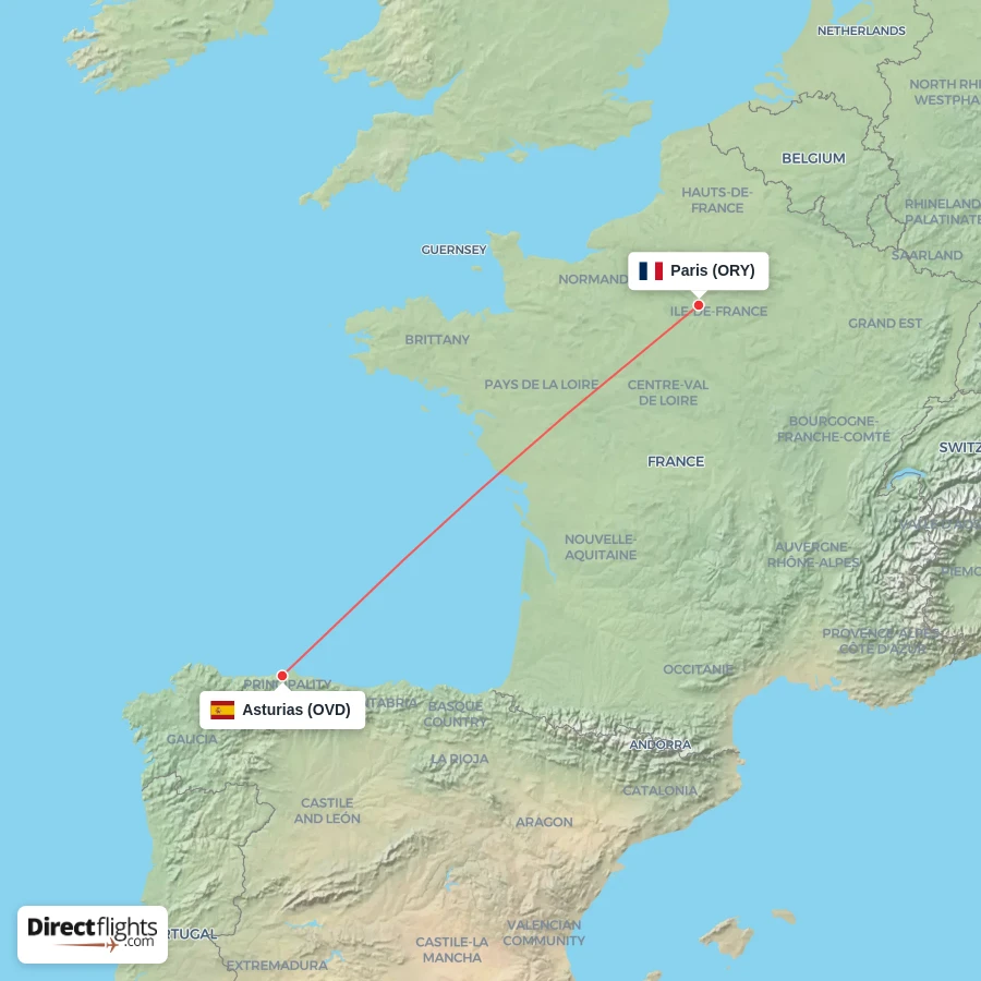 ORY - OVD route map