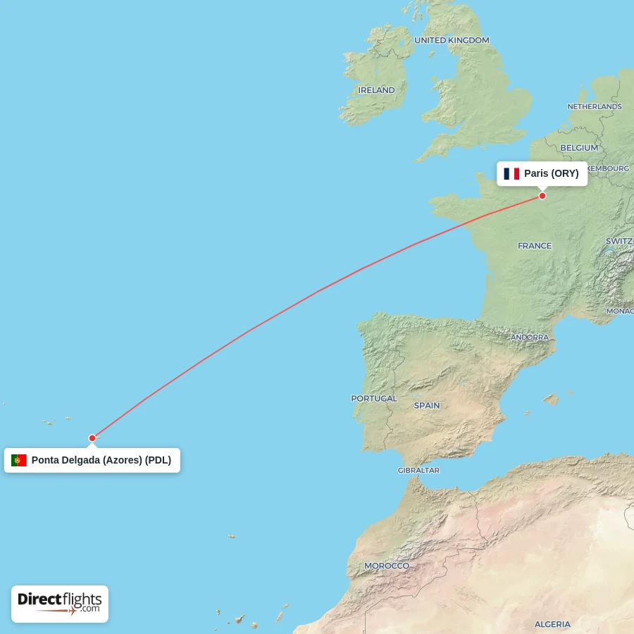 ORY - PDL route map