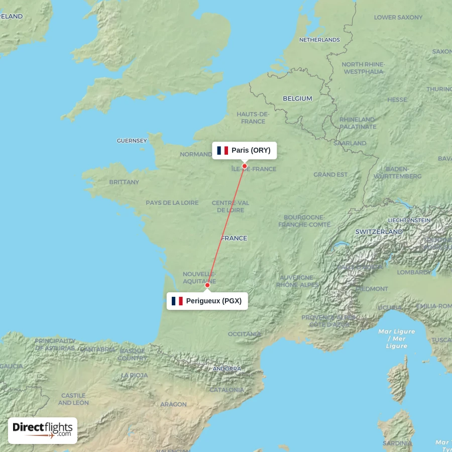 ORY - PGX route map