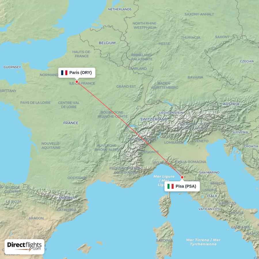 ORY - PSA route map