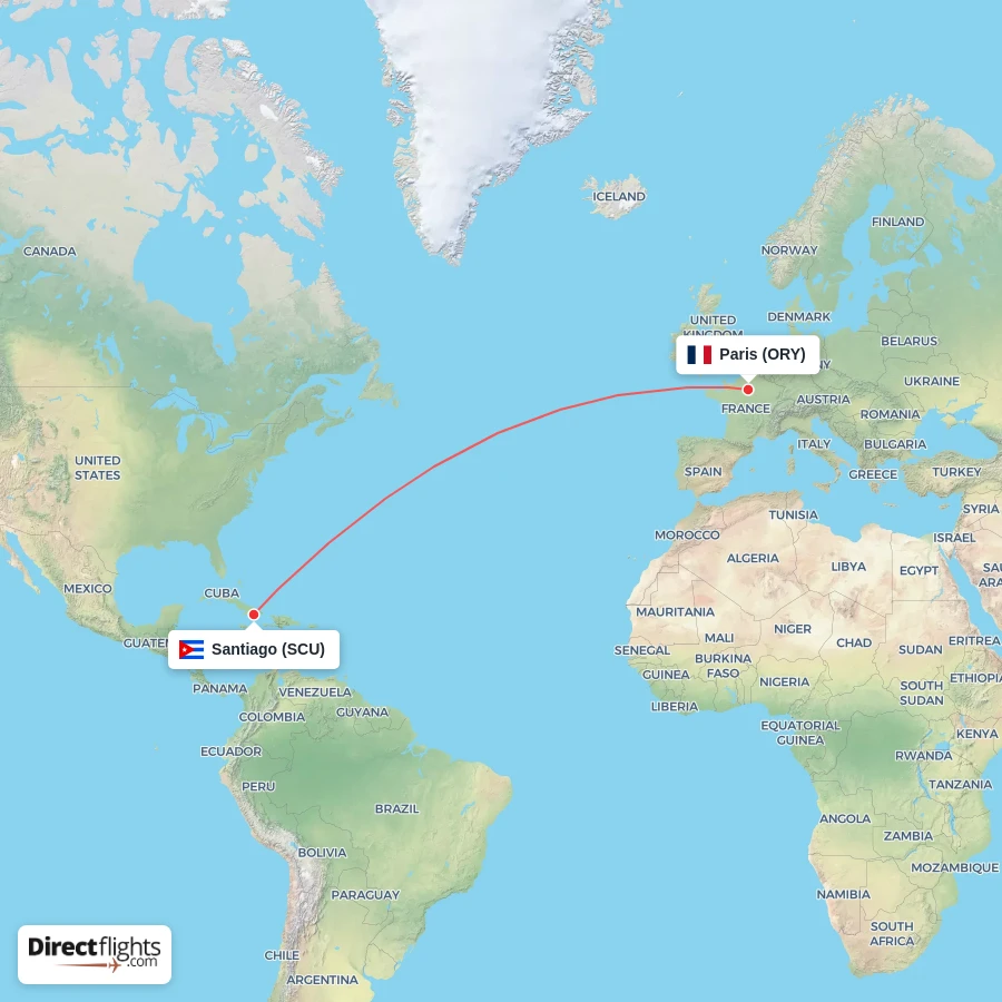 ORY - SCU route map