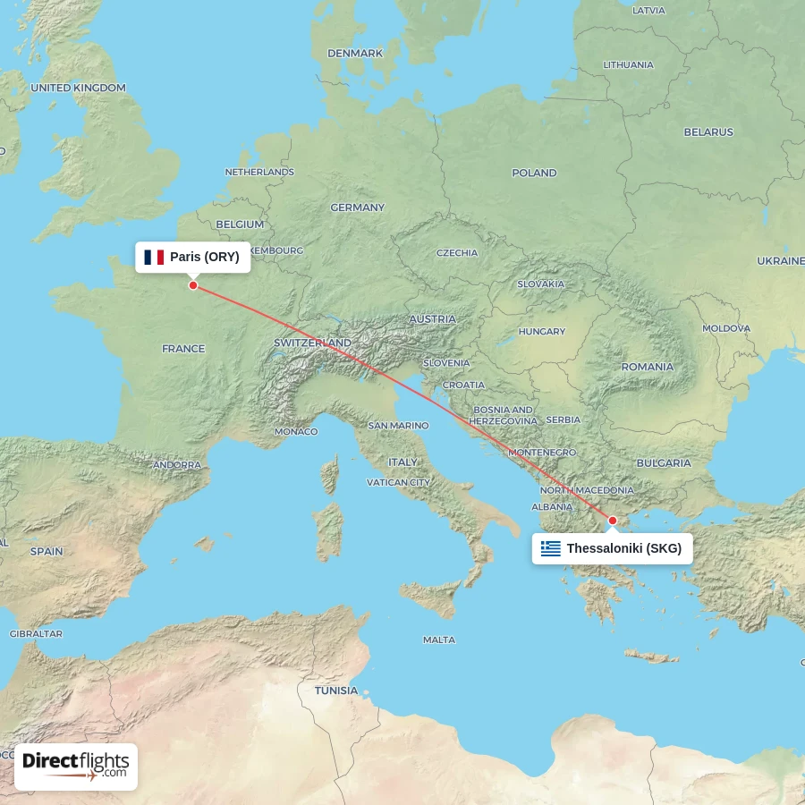 ORY - SKG route map