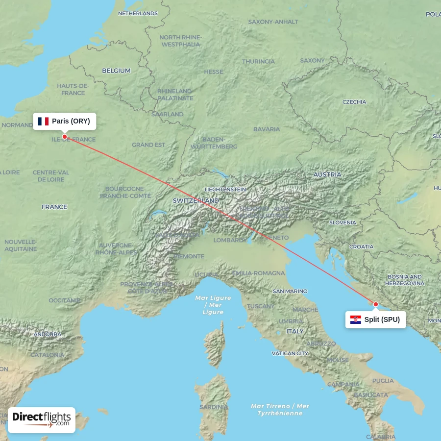 ORY - SPU route map
