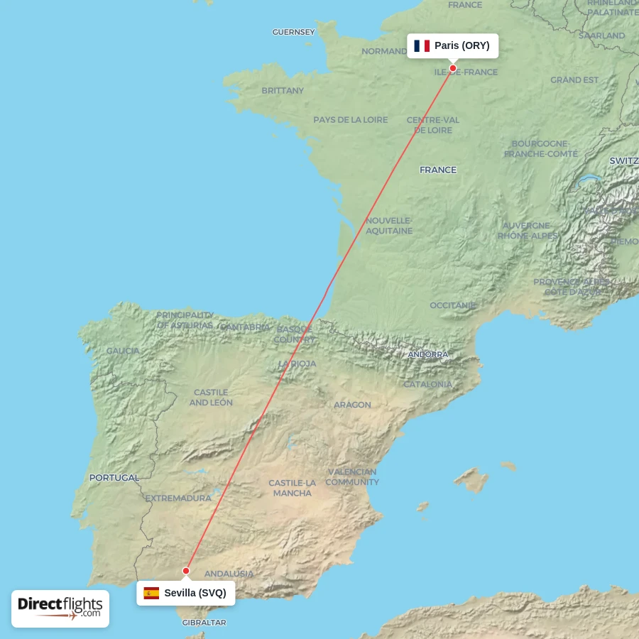 ORY - SVQ route map