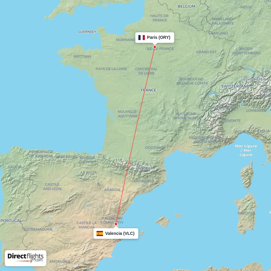 ORY - VLC route map