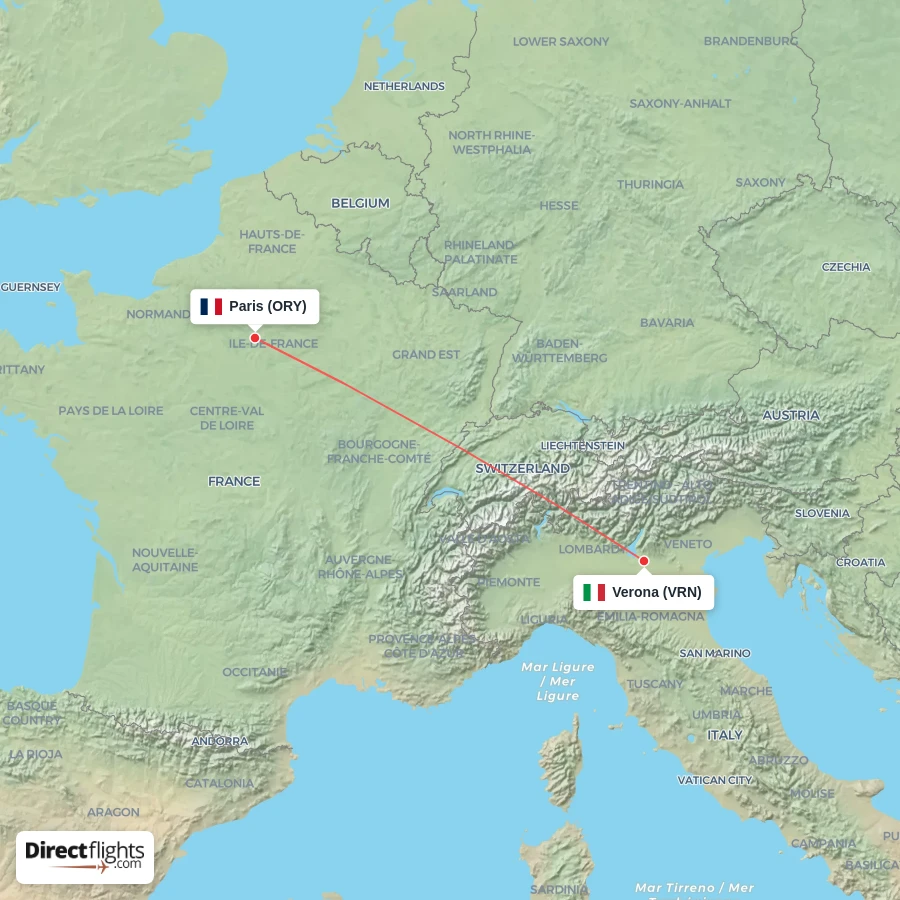 ORY - VRN route map