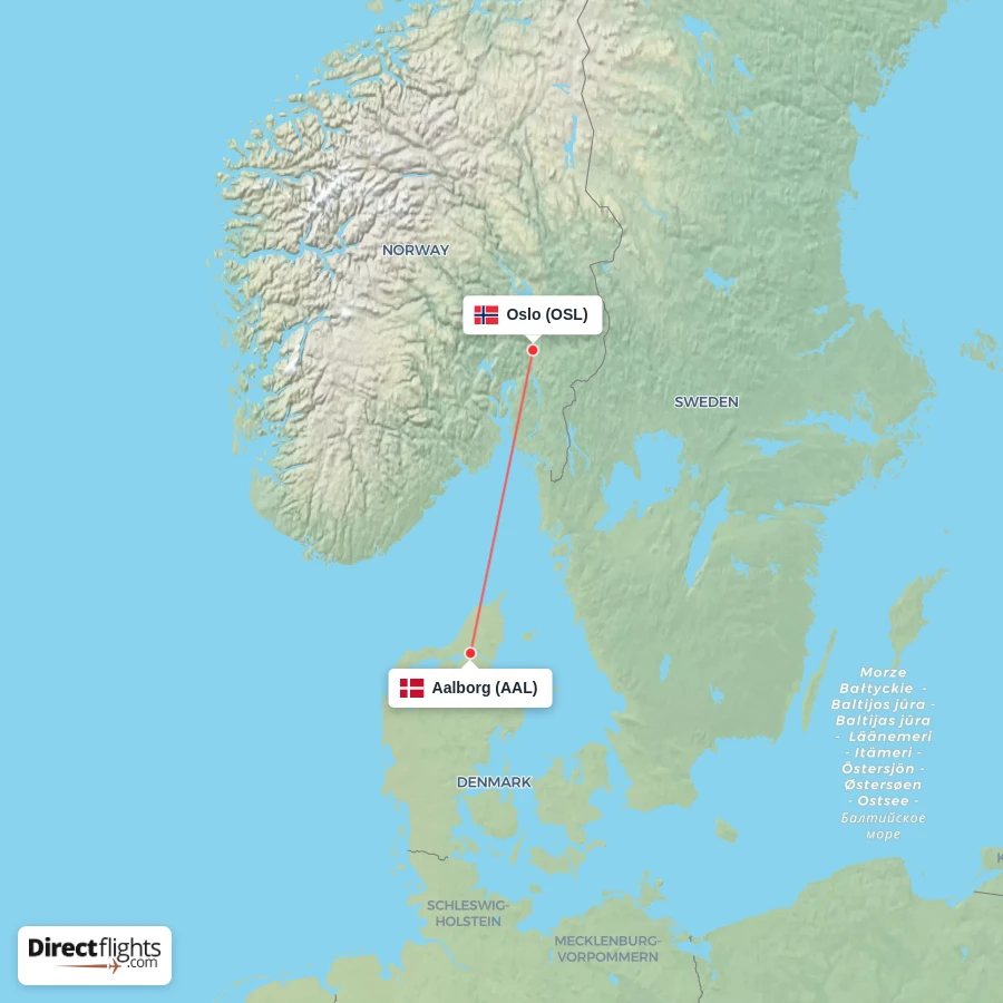 OSL - AAL route map