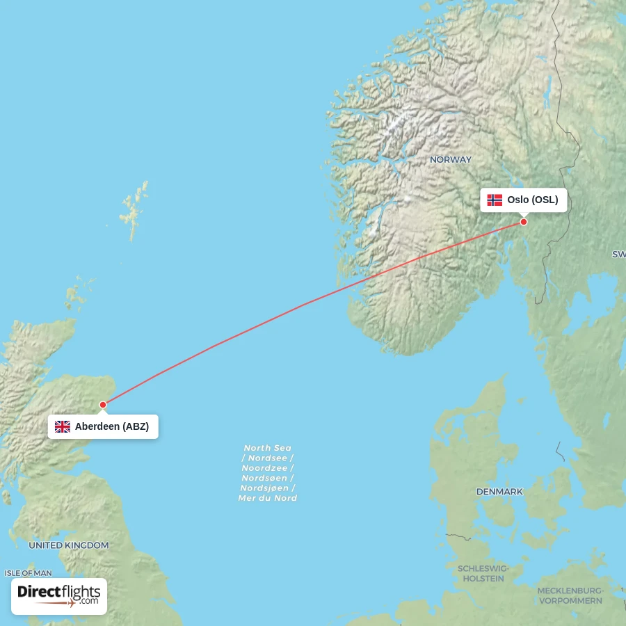 OSL - ABZ route map