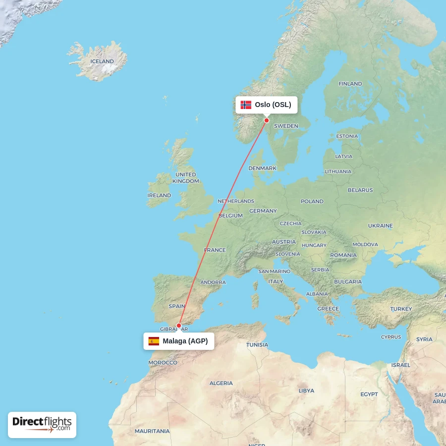 OSL - AGP route map