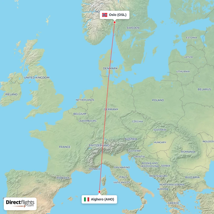 OSL - AHO route map