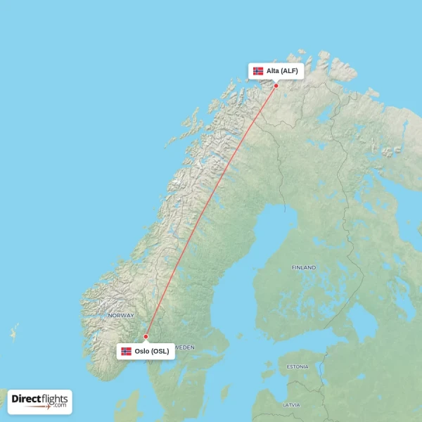 Oslo - Alta direct flight map