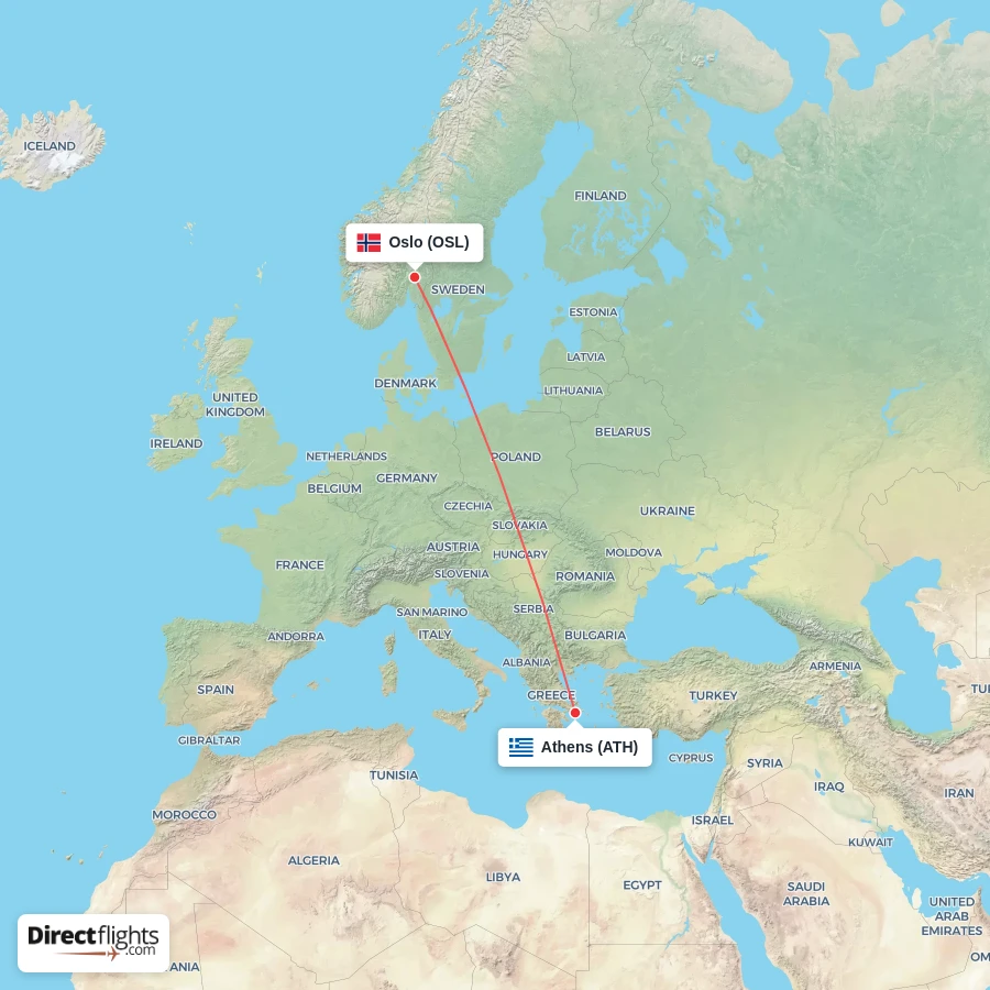 OSL - ATH route map
