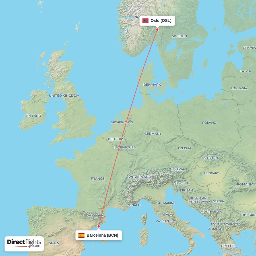 OSL - BCN route map