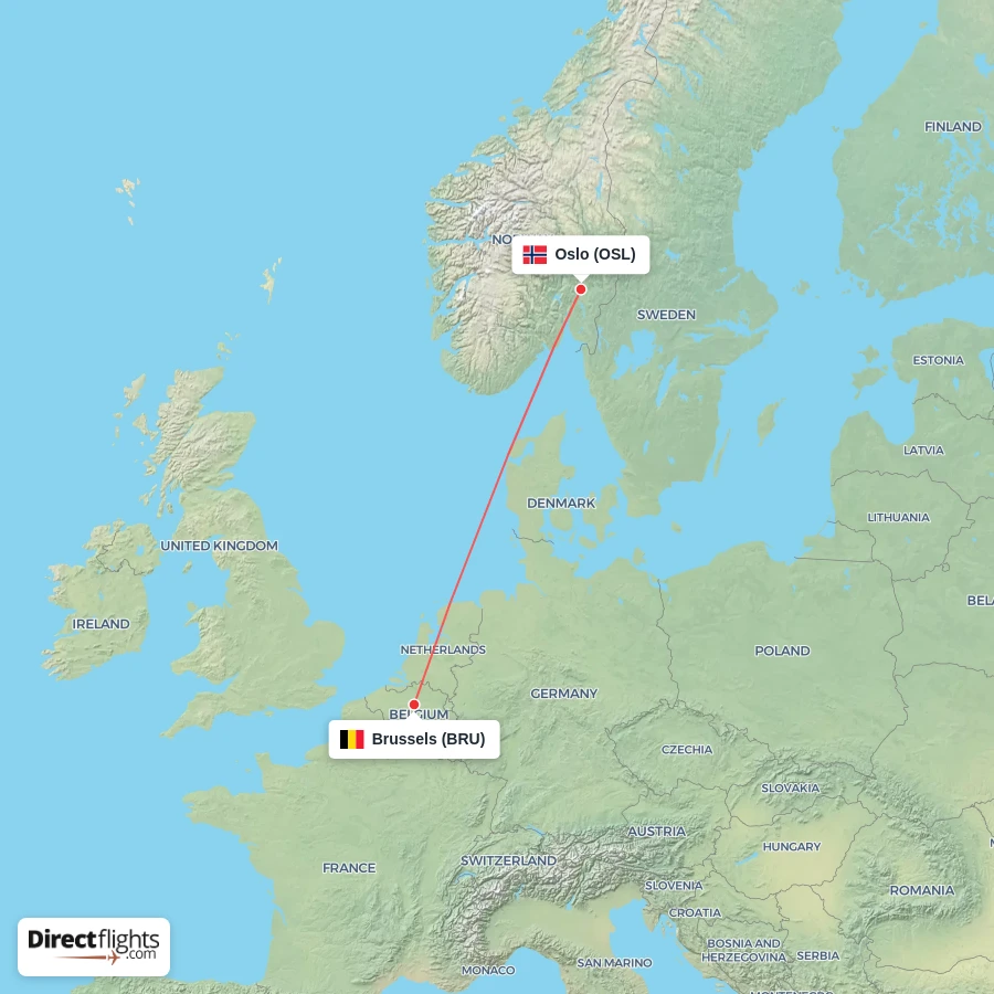 OSL - BRU route map