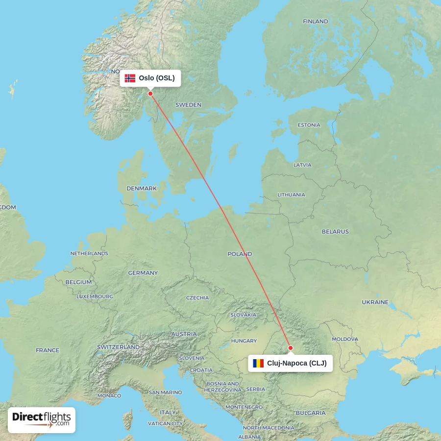 OSL - CLJ route map