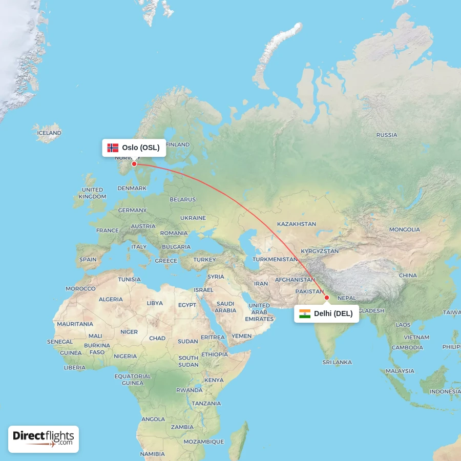 OSL - DEL route map