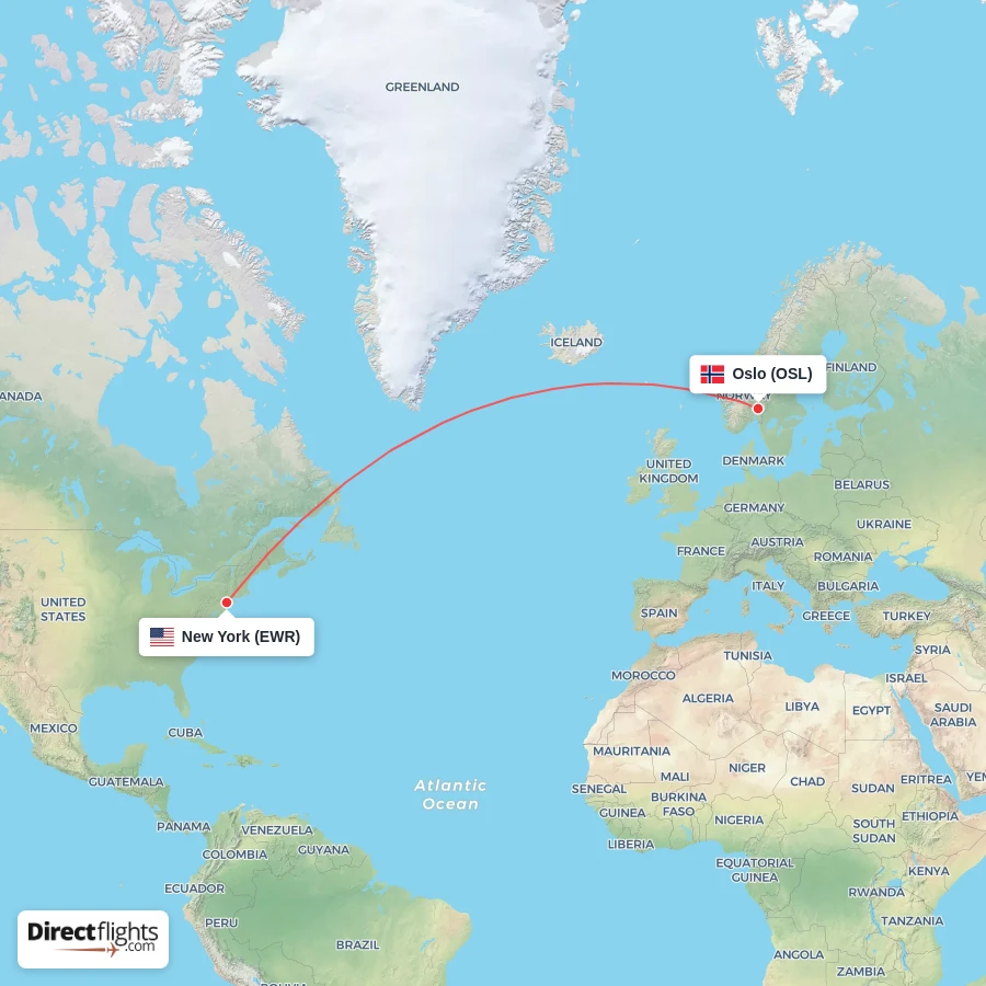 OSL - EWR route map