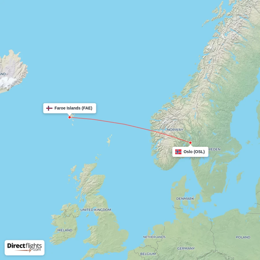 OSL - FAE route map