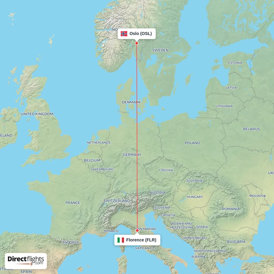 OSL - FLR route map