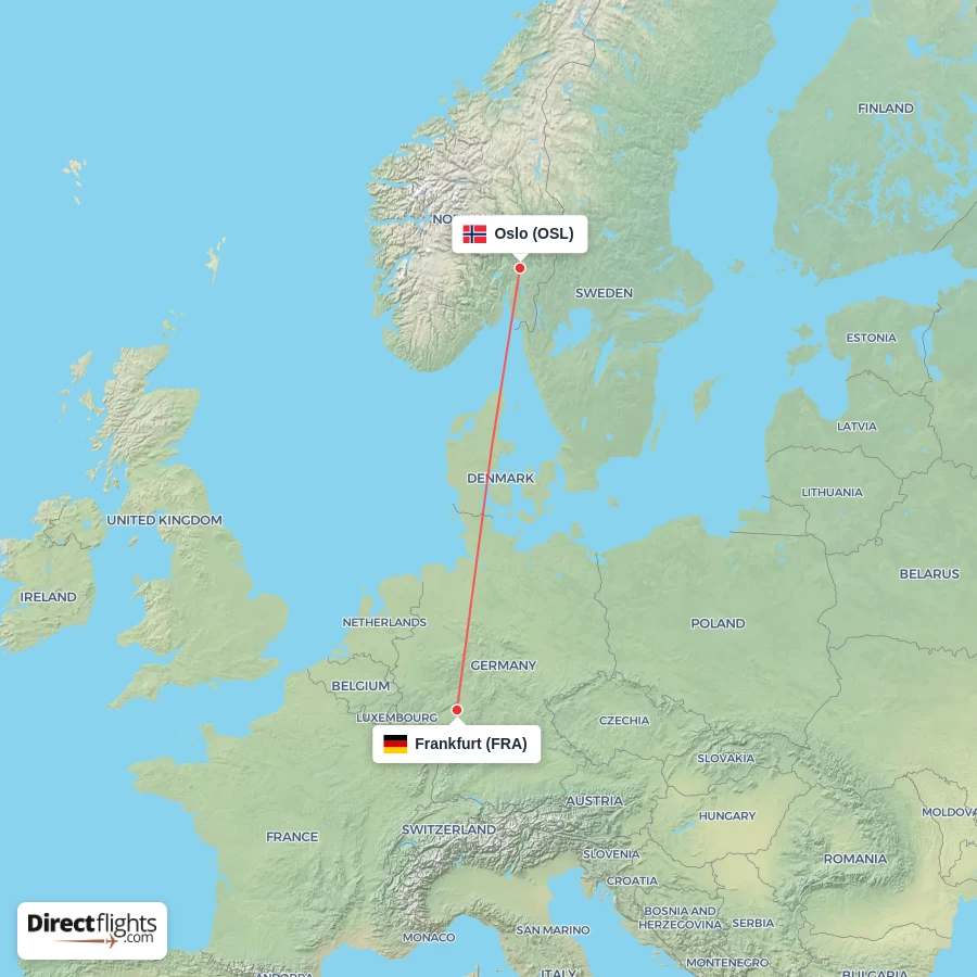 OSL - FRA route map