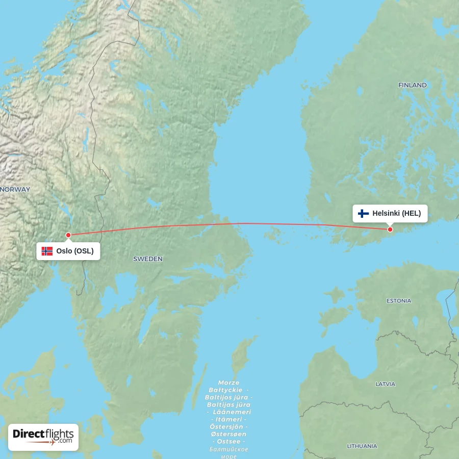 OSL - HEL route map