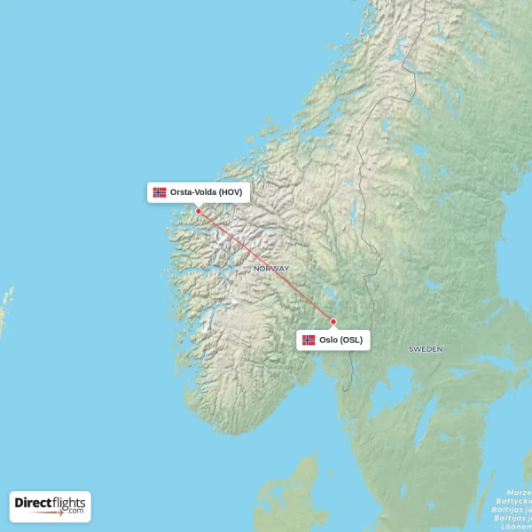 Oslo - Orsta-Volda direct flight map